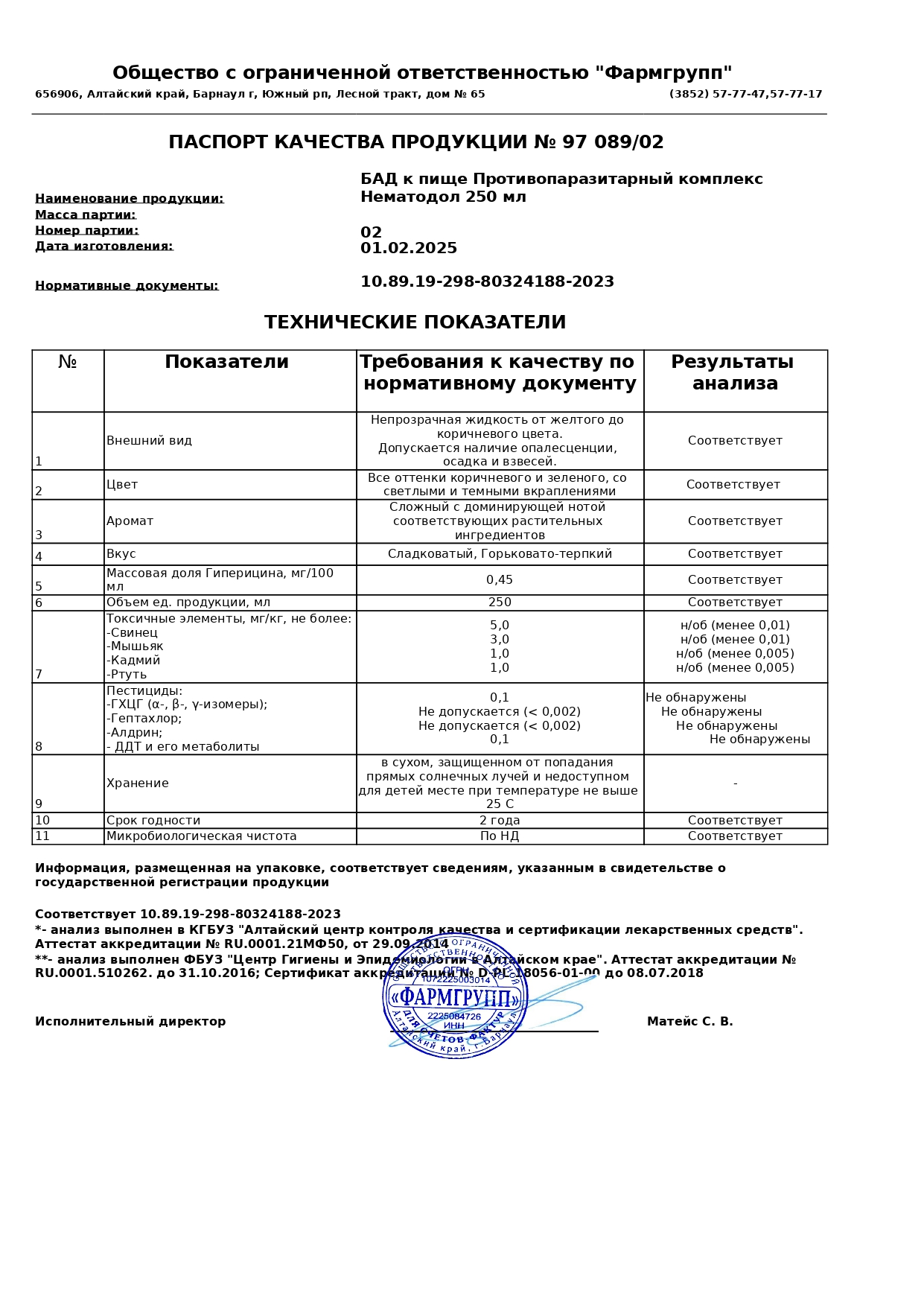 Паспорт №022025